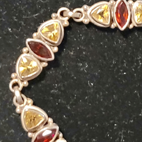 Gorgeous Garnet & Citrine Sterling Silver Bracelet - Picture 2 of 4